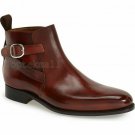 Handmade Men's Leather JODHPUR STYLE REAL LEATHER BROWN ANKLE  BOOTS-670