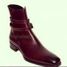Handmade Men's Leather BURGUNDY ANKLE HIGH JODHPUR CASUAL BOOTS-668