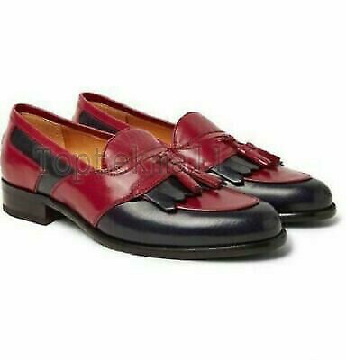 Handmade Men's Leather Multi Color Super Hot Loafers Slip ons Stylish Shoes-428