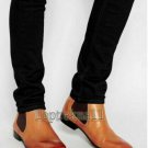 Handmade Men's Leather Brown Fashion Stylish Shaded Formal Chelsea Boots-563