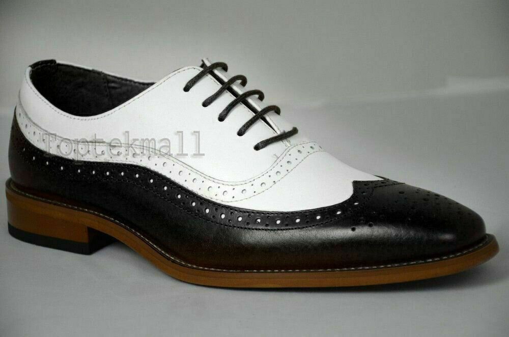 Handmade Men's Leather Oxfords Two Tone Brogue Toe Classical shoes-832