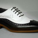 Handmade Men's Leather Oxfords Two Tone Brogue Toe Classical shoes-832