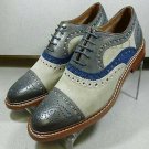 Handmade Men's Leather Fashion Oxfords Multicolor Three Tone Brogues Shoes-301