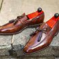 Handmade Men's Leather Two Tone Brown Loafers Slips Ons Custom Made shoes-175