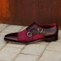 Handmade Men's Leather & suede Double Monk Straps New Fashion Formal Shoes-513