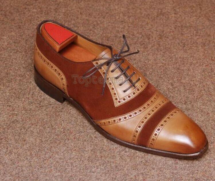 Handmade Men's Leather Superb Brown Top Dress Formal Suede Fashion Shoes-375