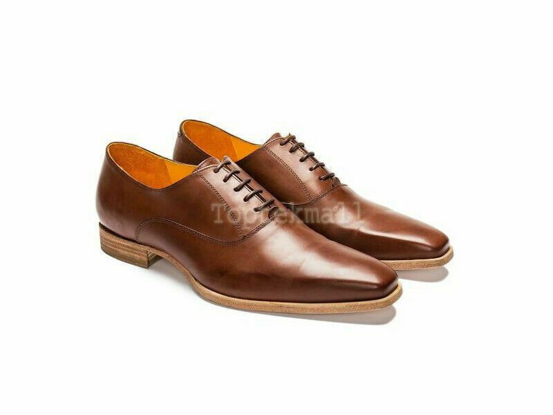 Handmade Men's Leather New High Quality Formal Brown Oxfords Wingtip Shoes-956