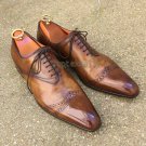 Handmade Men's Leather Formal Brown Burnished Stylish Dress Oxfords Shoes-468