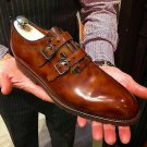 Handmade Men's Leather Latest Style Unique Dress formal Monk Straps Shoes-323