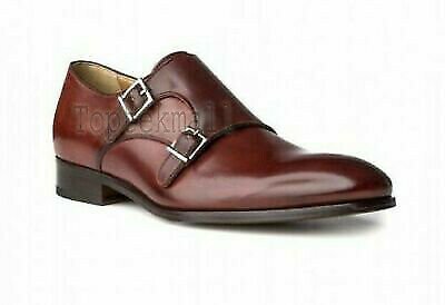 Handmade Men's Leather Double Monk strap Premium custom made Dress Shoes-944