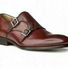Handmade Men's Leather Double Monk strap Premium custom made Dress Shoes-944