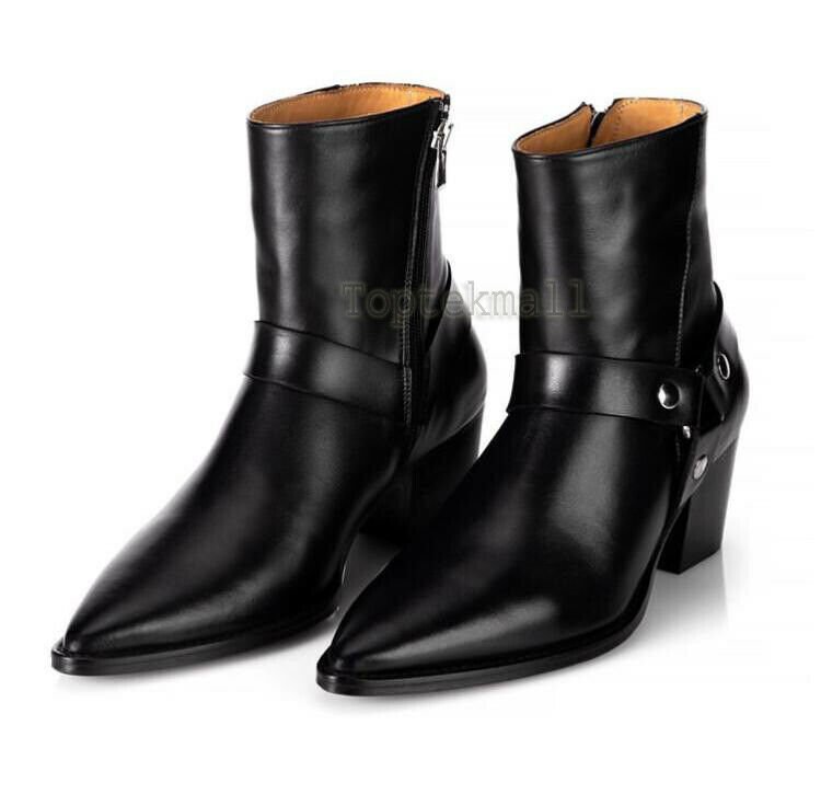 Handmade Women's Leather Ankle High Black New Formal Toe Cap Marching Boots-958