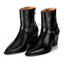 Handmade Women's Leather Ankle High Black New Formal Toe Cap Marching Boots-958