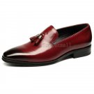 Handmade Men's Leather Sensational Italian Maroon Loafers and slip Ons Shoes-303