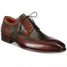 Handmade Men's Leather Oxfords Two Tone Brown Green Fashion Classic Shoes-977