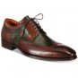 Handmade Men's Leather Oxfords Two Tone Brown Green Fashion Classic Shoes-977