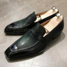 Handmade Men's Leather Luxury Fashion Black Loafer Slip On Moccasins Shoes-228