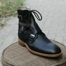 Handmade Men's Leather Dress Fashion Triple Monk Straps Stylish Casual Boots-727