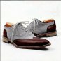 Handmade Men's Leather Oxfords Wing Tip Brogue Fashion Magnification Shoes-687