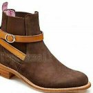 Handmade Women's Leather Chelsea Suede Women's Formal Buckle Strap Boots-23