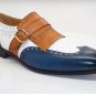 Handmade Men's Leather Single Monk Strap Multi Colored Formal Stylish Shoes-916