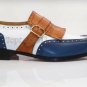 Handmade Men's Leather Single Monk Strap Multi Colored Formal Stylish Shoes-916