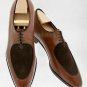 Handmade Men's Leather SUEDE WINGTIP TWO TONE BROWN FORMAL Dress SHOES-152