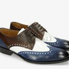 Handmade Men's Leather Three Tone Oxford Wingtip Formal Party Wear Shoes-222