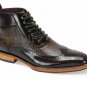 Handmade Men's Leather Brown Grain Derby Classic Brogue Laceup Chelsea Boots-634