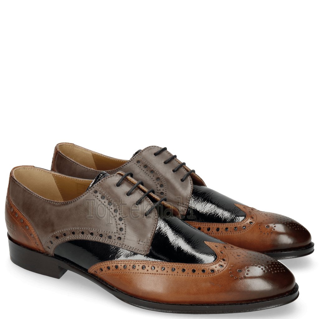 Handmade Men's Leather Oxford Gray Brown Black Three Tone Stylish Shoes-798