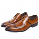 Handmade Men's Leather Oxfords Wing Tip Brogues Toe Brown Color shoes-834
