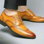 Handmade Men's Leather Oxfords Tan Color Wing Tip Brogues Toe shoes-871