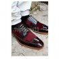 Handmade Men's Leather Maroon Black Party Wear Stylish Oxfords Brogue Shoes-208