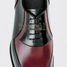 Handmade Men's Leather Oxfords Black Maroon New FORMAL Dress Wingtip Shoes-400