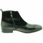 Handmade Men's Leather Button Up Zip Black Leather & Suede Fashion Boots-601