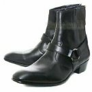 Handmade Men's Leather Ankle High Black Side Zipper  Formal Casual Boots-619