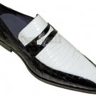 Handmade Men's Leather Black & White Loafers Slip Ons Fashion Stylish Shoes-673