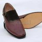 Handmade Men's Leather Burgundy & Brown Oxford Brogue Single Monk Shoes-38