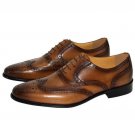 Handmade Men's Leather Oxford Brown Wingtip Dress Formal Casual Formal Shoes-90