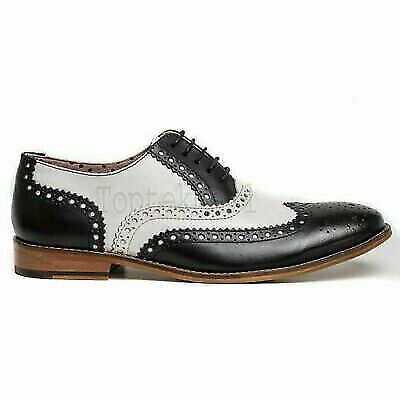Handmade Men's Leather Wingtip Brogue Two Tone Formal Oxfords Casual Shoes-147