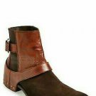 Handmade Men's Leather CHELSEA BROGUE BROWN Ankle High New Fashion Boots-549