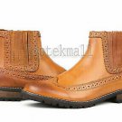 Handmade Men's Leather Chelsea OXFORD TAN Oxford Brogue Dress Stylish Boots-603