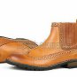 Handmade Men's Leather Chelsea OXFORD TAN Oxford Brogue Dress Stylish Boots-603