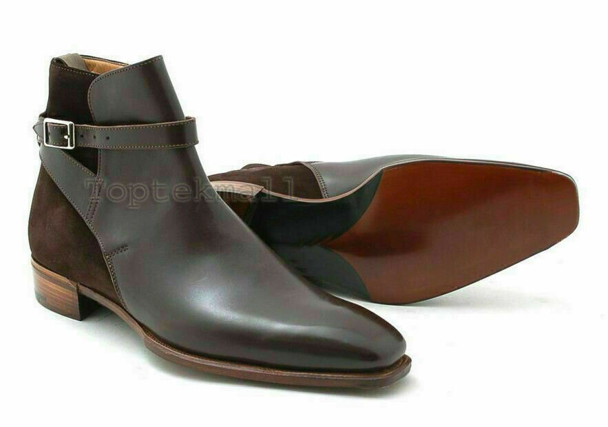 Handmade Men's Leather & Suede Formal Dress Casual High Ankle Stylish Boots-589