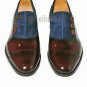 Handmade Men's Leather Two Tone Buttoned Oxfords Custom made Dress shoes-174