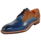 Handmade Men's Leather Suede Oxfords Wingtip Party Wear Blue Brown Shoes-253