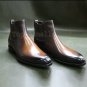 Handmade Men's Leather Brown Patina Ankle High Chelsea Stylish Fashion Boots-970