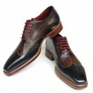 Handmade Men’s Leather Oxfords Wingtip Black Brown Contrast Brogue Shoes-182