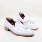 Handmade Men's Leather New Fashion White Loafers and Slip Ons Lace Up shoes-497