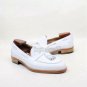 Handmade Men's Leather New Fashion White Loafers and Slip Ons Lace Up shoes-497
